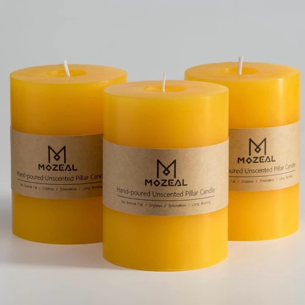 Mozeal Yellow Unscented Dripless Smokeless Candle Set
